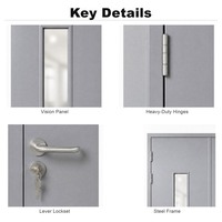 Porte coupe-feu en acier certifiée 3 heures, porte métallique creuse avec panneau de vision et serrure à levier pour hôtel et appartement