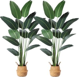 Planta Artificial Decorativa Personalizada, Estilo Rústico Moderno, Bonsái de Ave del Paraíso Realista, Árbol de Plátano Artificial Grande de Estilo Tropical - Product Image 1
