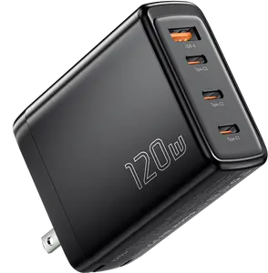 Essagar Extreme充电器120W GaN USB Type-C 3 Type C和1 USB A快速充电手机壁式充电器