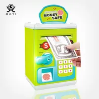 Fabrika satış çocuk oyuncak özel plastik mini atm para tasarrufu soyunma anahtar para kutusu şifre ile