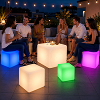 COOLQING Ensemble Table et Chaises LED Durables, 16 Couleurs Changeantes, Meubles Lumineux, Table et Chaises Cube LED pour Événements