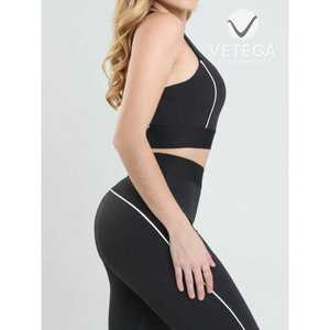 Ensemble de yoga Vetega à rayures bicolores, 2 pièces, soutien-gorge rembourré et leggings taille haute, vêtements de sport sans couture anti-odeur pour femmes - Product Image 6