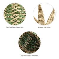 Ananas tressé en corde de papier fait main 42 cm, Décoration d'intérieur en forme de fruit artificiel avec structure en fer, Logo personnalisé OEM, Ornement ananas tressé