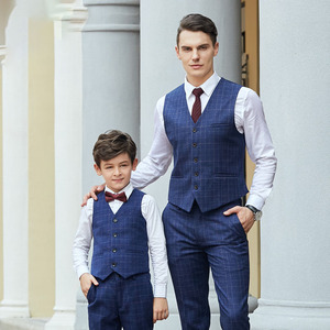 Ultima personalizzazione monopetto abbinamento abbigliamento uomo sposo abito da festa di nozze Plaid padre figlio abiti da uomo - Product Image 3
