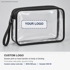 Clear <b>Toiletry</b> <b>Bag</b> Quart Size TPU Travel Cosmetic Pouch with Wrist Strap 18x12x4.5cm Custom Logo - Product Image 4
