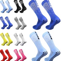 Chaussettes de football antidérapantes professionnelles avec grip, semelle en tissu éponge et revêtement en gel épais, mi-mollet, tricotées, pour l'entraînement sportif