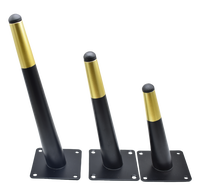Pieds de table en métal coniques ronds noirs dorés solides durables de 6 pouces pour le remplacement