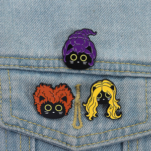 Épinglette en émail doux de haute qualité, mignonne et amusante, <span class=keywords><strong>avec</strong></span> des personnages de films de dessins animés, sorcière, chat noir teinté, en métal - Product Image 3