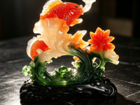 Artisanat en résine personnalisé d'usine, poisson en résine Fengshui, sculptures de poissons en jade imité