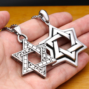 Yunnique – collier avec pendentif étoile pour hommes, design hexagramme en argent tibétain, chaîne de pull à la mode, bijoux cadeau - Product Image 4
