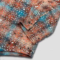 Kemeja motif pria grosir kaus flanel berlian imitasi kancing bawah lengan panjang kotak-kotak merah dan biru kebesaran kemeja flanel berlian imitasi katun