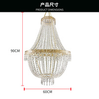 Lustre suspendu en acrylique et fer de style européen moderne de luxe, décoration pour événements de mariage, installation facile au plafond