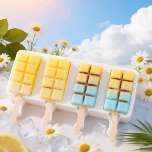 Silicone Ice Cream Mold 4 Compartment Large Size Easy Demold For DIY Homemade Ice Cream Sticks - Product Image 2