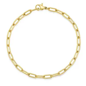 14k серебряные украшения для женщин браслет большой скрепки цепь золотая Мода 925 стерлингового серебра польский цепи браслеты-манжеты B-R0056