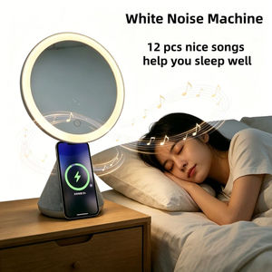 Makeup Mirror <b>Speaker</b> <b>Wireless</b> Charger Phone Stand LED Light White Noise Desk Gadget - Product Image 3