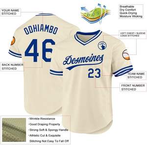 Maillots de baseball rétro personnalisés à col en V en maille large pour hommes, vierges, avec texte brodé, style rétro décontracté - Product Image 3