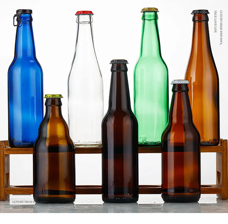tappo a corona transparent bottiglia di birra di vetro 33cl 250ml 330ml customized dark brown amber glass beer bottles wholesale