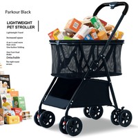 Léger pliable à quatre roues écologique Oxford tissu Pet poussette chat chien transporteur détachable Cage Portable Pet