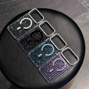 เคสโทรศัพท์แบบกระเป๋าเดินทางแม่เหล็กหรูหรา ประดับกลิตเตอร์ ลายลูกฟูก สำหรับ iPhone 17 16 15 Pro Max ขอบลายทาง ด้ามจับแบบริบบิ้น ฝาหลังลายเพชร - Product Image 6
