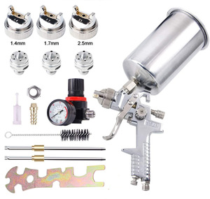 H827 Kit HVLP Püskürtme Tabancası 1000ml Kap H-827GK-2 3'lü Nozul İğne Hava Başlığı Seti+Hava Regülatörü Yerçekimi Beslemeli Döküm Tabanca Gövdesi Kaplama Kırmızı GS - Product Image 3