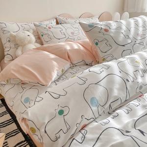 Ensemble de draps, taies d'oreiller et housses de couette en pur coton, simple et frais, quatre pièces - Product Image 1