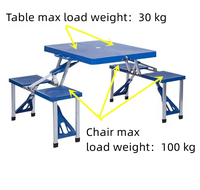 Table et chaises pliantes portables faciles à ouvrir, en plastique ABS, avec 4 sièges, table pliante