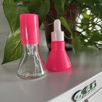 Flacon compte-gouttes en verre rose de 15/30 ml, forme de fiole conique unique avec grand bouchon pour huile essentielle et sérum
