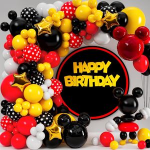 Kit de Arco de Globos Rojo, Negro y Amarillo TODO <span class=keywords><strong>EN</strong></span> UNO con Estrellas Doradas de REGALO para Decoraciones de Fiestas de Cumpleaños de Dibujos Animados, Globos de Diferentes Tamaños - Product Image 1