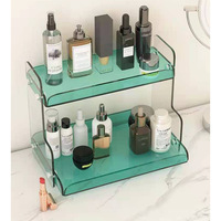 Présentoir de Rangement Cosmétique Nordique Transfrontalier à Double Niveau en Acrylique pour Bureau, Rouge à Lèvres et Soins de la Peau en Plexiglas