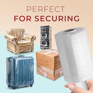 Rouleau de film étirable rétractable en PEHD Huamaohengchun pour déménagement/emballage, usage intensif, lot de 12, 5 po x 1000 pi, épaisseur 80 gauge, pour meubles - Product Image 5