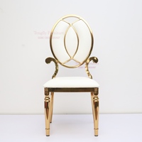 Chaises et tables de réception de luxe en acier inoxydable doré, durables et à bon prix, pour événements et salles de mariage