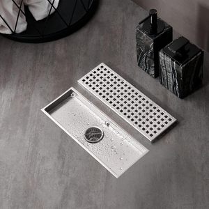 Drain de douche linéaire moderne 12x4 pouces, grille amovible, or brossé, acier inoxydable 304, drain de sol rectangulaire pour hôpital - Product Image 4
