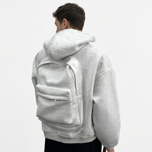 Men's Hooded Hoodie Gray Fleece Pocket Casual Autumn Regular Fit <b>Knitted</b> Cotton Hoodie Machine Washable Non-Stretch Front <b>Bags</b> - Product Image 2