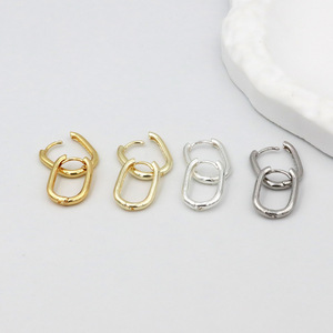Pendientes de Aro Ovalados de Oro 14K 18K y Plata, Diseño Geométrico, Uso Diario, Joyería Unisex - Product Image 4