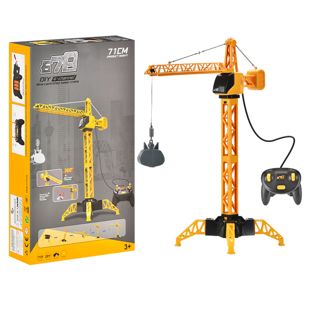 4 Channel Rc Tower Crane with 360-Degree Rotation & Follow Me Features Electric Powered Ready-to-Go Construction Crane Toy