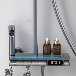 HLK Elegant Black Concealed Watermark <strong>Shower</strong> Faucet Set Temperature Adjustable Wall Bathtub <strong>Control</strong> with Ceramic Valve Core - Product Image 5