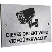 Tanda pengawasan Video aluminium Jerman, 15X8 Cm, tanda peringatan Video pengawasan, kamera tanda pengawasan