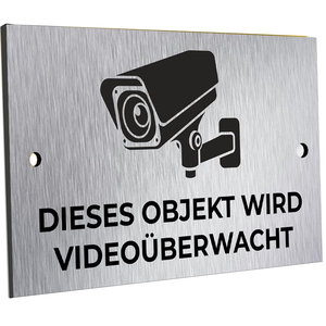 Alluminio tedesco segno di videosorveglianza, 15X8 Cm, segnale di videosorveglianza di avvertimento, segnaletica di sorveglianza della telecamera - Product Image 4