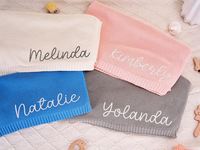 Couverture bébé tricotée personnalisée, cadeau brodé pour une fête de naissance, nom monogrammé, cadeau doux pour nouveau-né