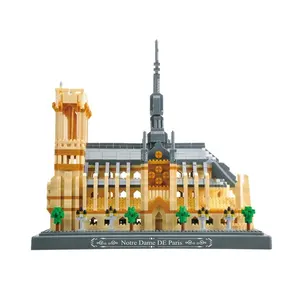 Kids France Famous Architecture 3D Model Diamond Bricks Mini Building Blocks Toys Notre Dame Of Paris
