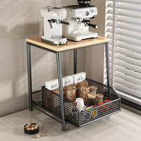 Étagère à café en métal empilable à 2 niveaux, meuble de rangement, table de bar, support pour sachets de thé, pain, desserts, capsules de café, tasses