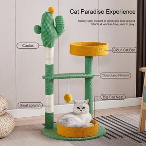 Trending Cactus <b>Cat</b> <b>Tree</b> Tower with Transparent Space Capsule Bed Sisal <b>Scratching</b> Post Multilevel <b>Cat</b> Condo for Large <b>Cats</b> - Product Image 2