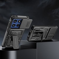 Étui robuste avec cache-objectif coulissant compatible avec iPhone 18 Pro Max, béquille invisible, coque antichoc blindée