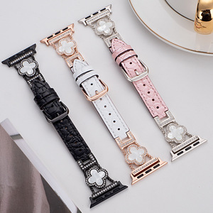Bracelet de montre en cuir véritable Upro pour Apple Watch Ultra 2 Series 7-10 49 mm, bracelet trèfle à quatre feuilles pour femme - Product Image 2
