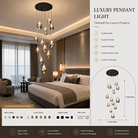 Lustre moderne en verre en forme de goutte de pluie, luminaire artistique pour plafond haut, idéal pour hôtels, restaurants, villas et projets d'éclairage intérieur