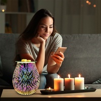 Lampe chauffe-cire électrique 3D en verre, design Feux d'artifice, pour cire parfumée, veilleuse et décoration d'aromathérapie pour la maison et la chambre
