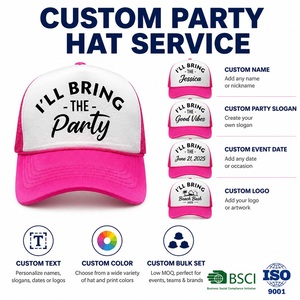 Casquette <span class=keywords><strong>de</strong></span> fête personnalisée en mousse, style camionneur, avec maille néon, snapback 5 panneaux, réglable, pour enterrement <span class=keywords><strong>de</strong></span> vie <span class=keywords><strong>de</strong></span> jeune fille, vente en gros, faible MOQ - Product Image 4