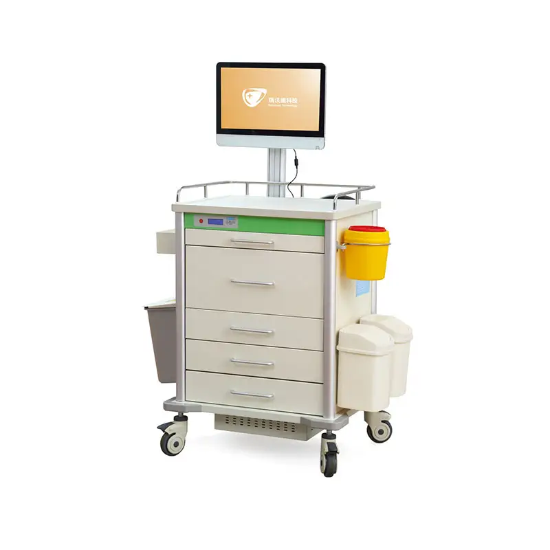 Hochey Medical Hospital Ultility TrolleyラップトップカートAbs Medical Cart Hospital Computer Trolley for Hospital