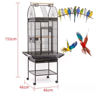 Prix de gros fil de fer grand métal ara perroquet cage à oiseaux cage d'élevage d'animaux de compagnie robuste pliable grande cage à oiseaux avec roues