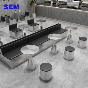Industrial Style Coffee Shop Stainless Steel <b>Wall</b>-<b>Mounted</b> Booth Dessert Shop Custom-Made <b>Tables</b> and Chairs Long Benches - Product Image 4